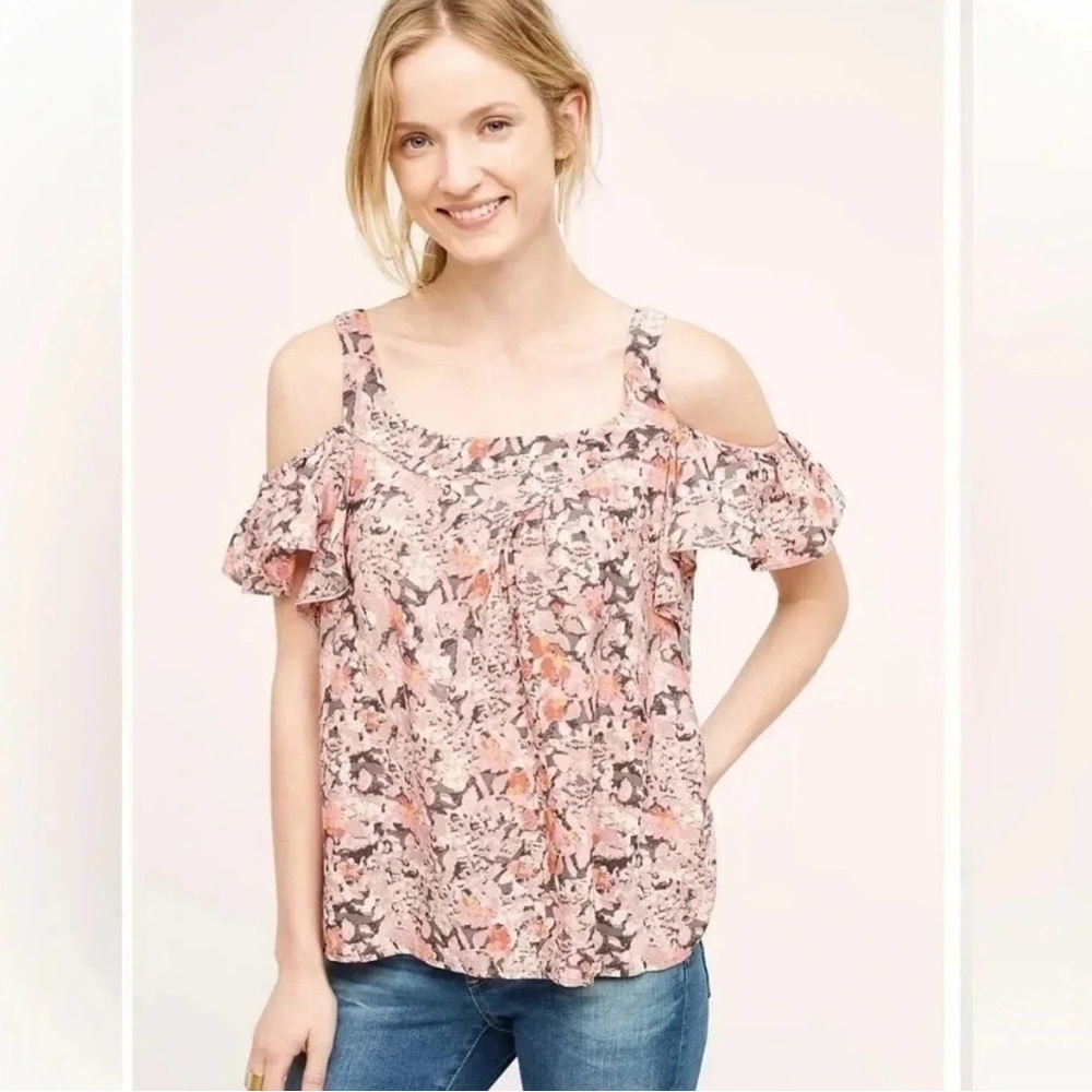 Maeve - Anthropologie | Hana Open Shoulder Top Floral | Size Small EUC